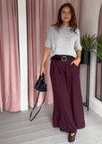 Wide Palazzo Trouser - Plum