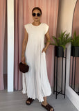 Pleated Maxi Dress - Cream