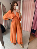 Shirred Waist Jumpsuit - Orange