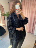 Oversized Sequin Shirt  - Black