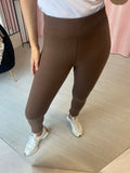 Cotton Rib Leggings - Brown