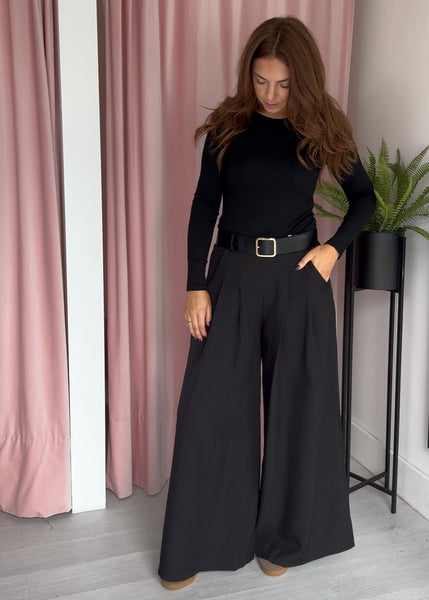 Wide Palazzo Trouser - Black