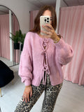 Bow Front Cardigan - Pink