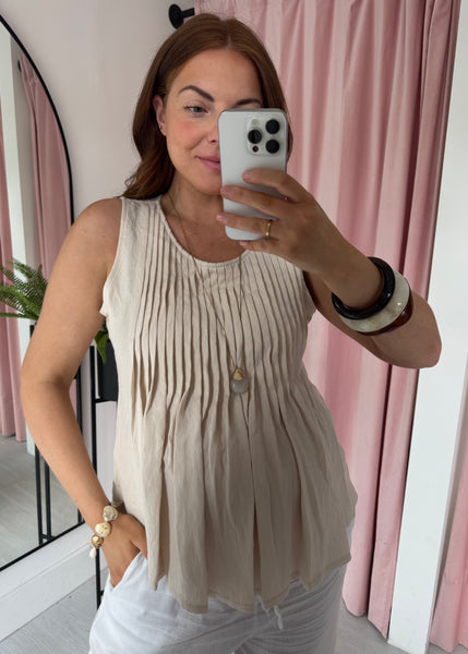 Pleated Vest Top - Cream