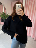 Diagonal Turtle Neck Jumper - Black