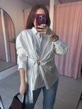Gold Pebble Wrap Shirt - White