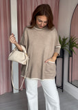 Contrast Edge Jumper - Biege & Cream