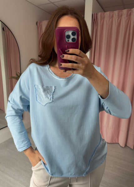 Satin Sweatshirt - Blue