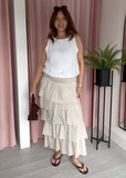 Ruffle Maxi Skirt - Beige