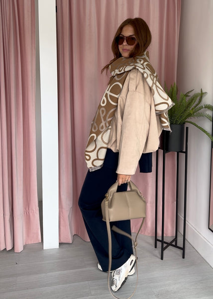 Wavy Scarf - Tan & Cream