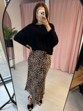 Satin Slip Skirt - Leopard