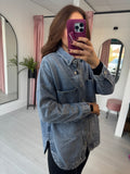 Oversized Denim Shacket - Washed Blue