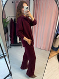 Textured Shirt Co-ord - Wine