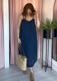 Cotton Raw Edge V Neck Dress - 5 Colours