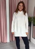 Ribbed Roll Neck Jumper - Winter White