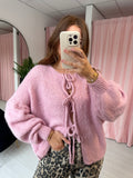 Bow Front Cardigan - Pink