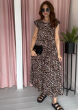 Pleated Maxi Dress - Leopard