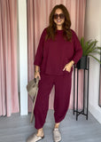 Barrel Leg Cotton Co-ord - Berry
