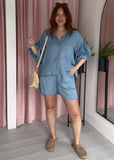Chambray Denim Shorts -Light wash
