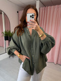 Boho Cheesecloth Shirt - Khaki