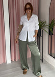 Silky Cargo Pocket Trousers - Khaki