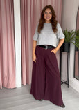 Wide Palazzo Trouser - Plum