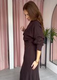 Knitted Skirt & Jumper Co-ord - Chocolate Brown