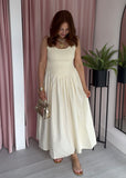 Leni Basque Waist Dress - Lemon