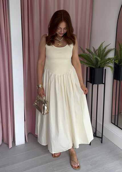 Leni Basque Waist Dress - Lemon