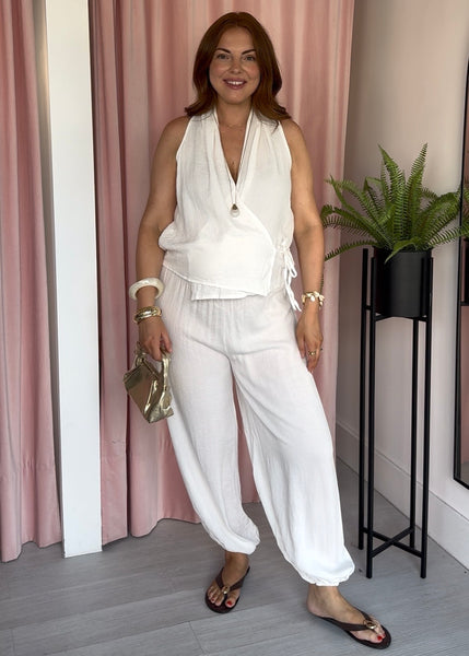 Harper Relaxed Waistcoat & Ballon Trouser Co-ord - White