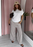 Linen Side Ruched Top - White