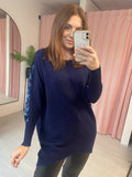 Sequin Detail Jumper -  Navy