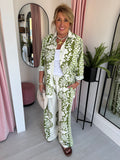 Patterned Shirt & Trouser Co-ord - Green & Biege