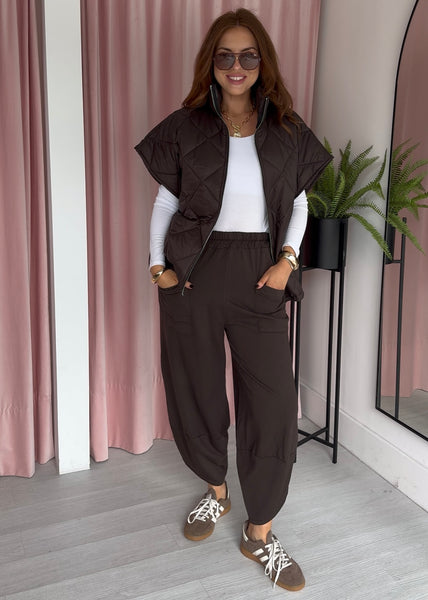 Quilted Gilet - Brown