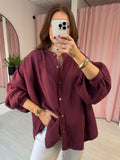 Boho Cheesecloth Shirt - Burgundy