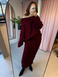 Off Shoulder Co-ord - Wine