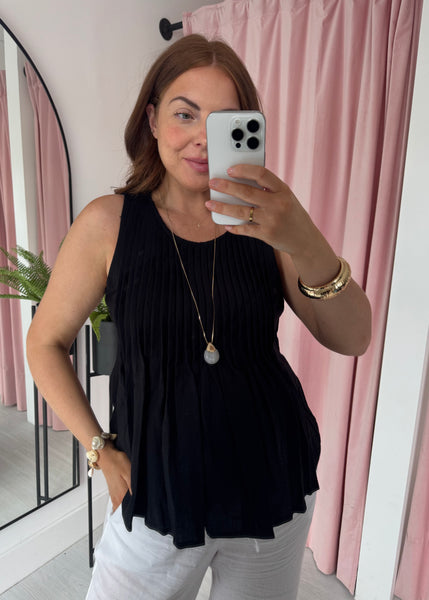 Pleated Vest Top - Black