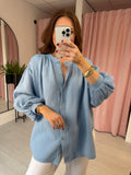 Boho Cheesecloth Shirt - Light Blue