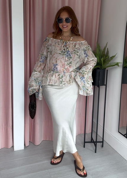 Satin Slip Skirt - Biege