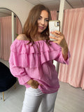 Cheesecloth Ruffle Top - Pink