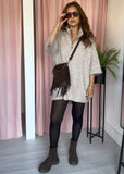 Zip Front Jumper Dress - Oatmeal