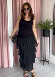 Ruffle Maxi Skirt - Black