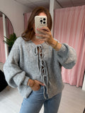 Bow Front Cardigan - Grey