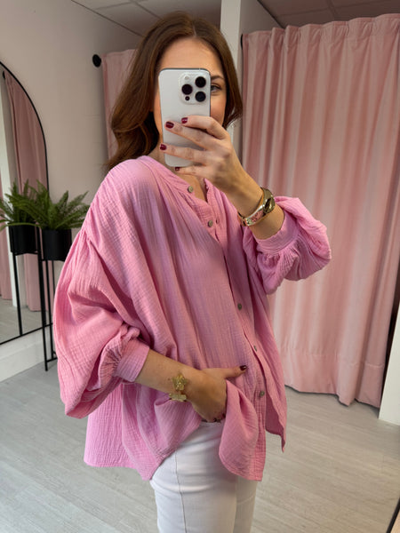 Boho Cheesecloth Shirt - Pink