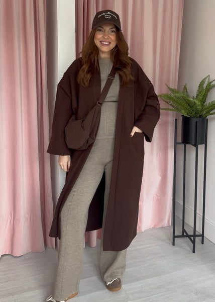 Knitted Cinch Waist Co-ord - Taupe