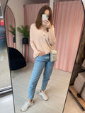 Rib Round Neck Jumper - Light Pink