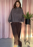 Wide Leg Crease Front Jogger - Chocolate