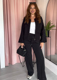 Knitted Zip Through Collar Cardigan - Black