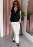 Bubble Hem Button Top - Black