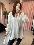 Ruched Sleeve Shirt - White
